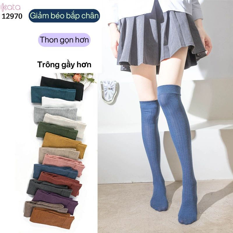 Tất qua gối sọc dọc giảm béo bắp chân,vớ đi bốt thu đông 12970