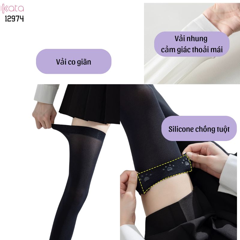 Tất bắp chân có Silicone chống tuột,Vớ JK, bắp chân,qua đầu gối 12974