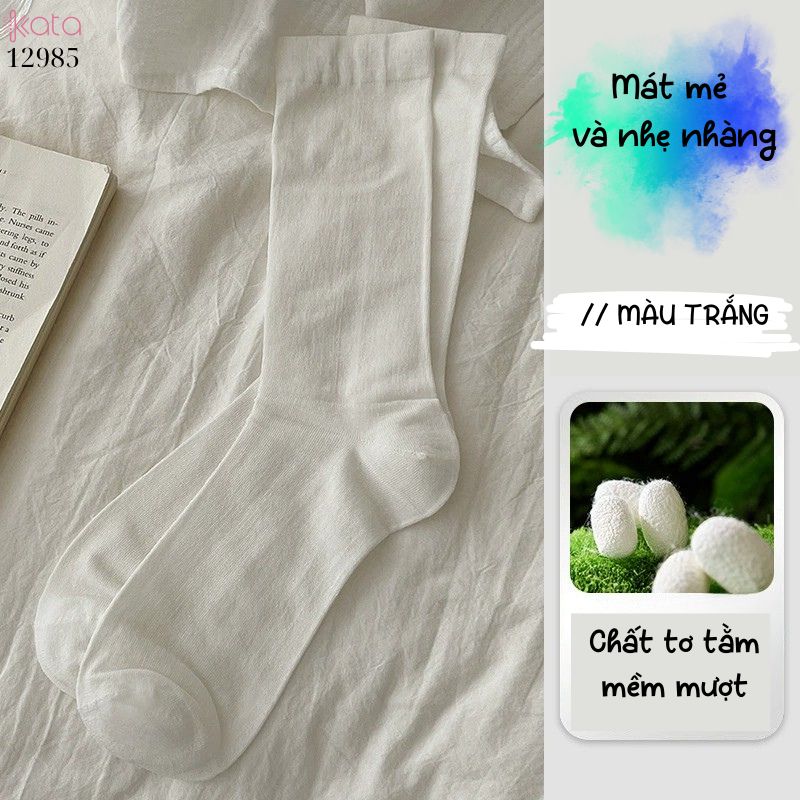 Tất vải tơ tằm mỏng mát mùa hè,vớ JK giũa bắp chân 12985