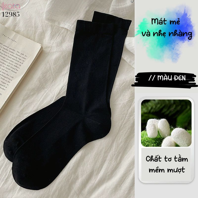 Tất vải tơ tằm mỏng mát mùa hè,vớ JK giũa bắp chân 12985