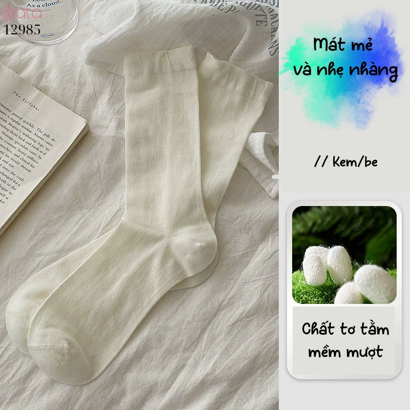 Tất vải tơ tằm mỏng mát mùa hè,vớ JK giũa bắp chân 12985