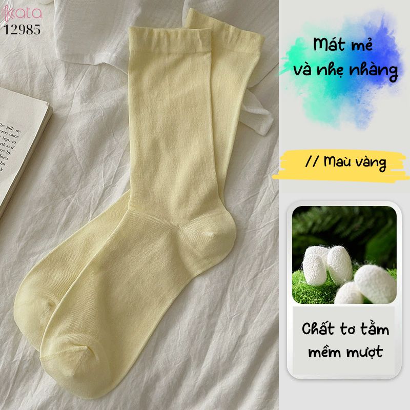 Tất vải tơ tằm mỏng mát mùa hè,vớ JK giũa bắp chân 12985