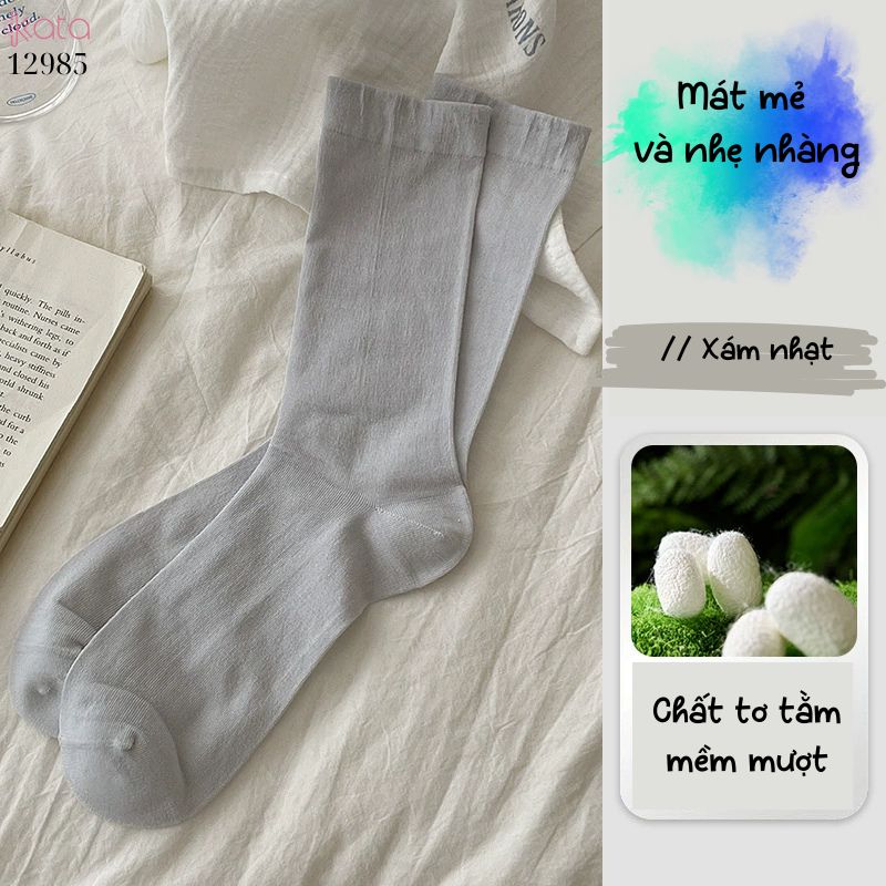 Tất vải tơ tằm mỏng mát mùa hè,vớ JK giũa bắp chân 12985