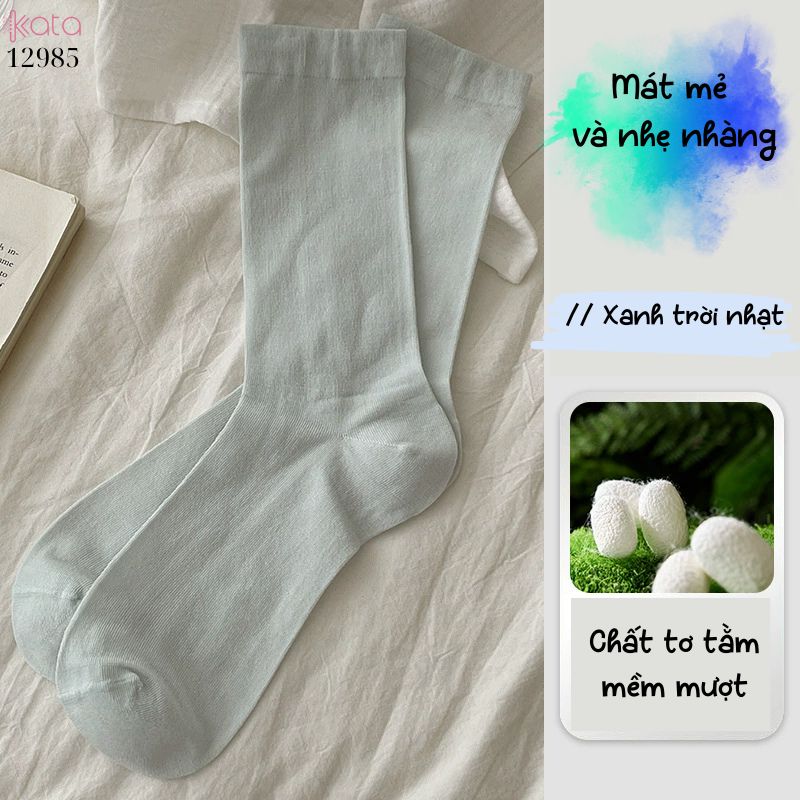 Tất vải tơ tằm mỏng mát mùa hè,vớ JK giũa bắp chân 12985