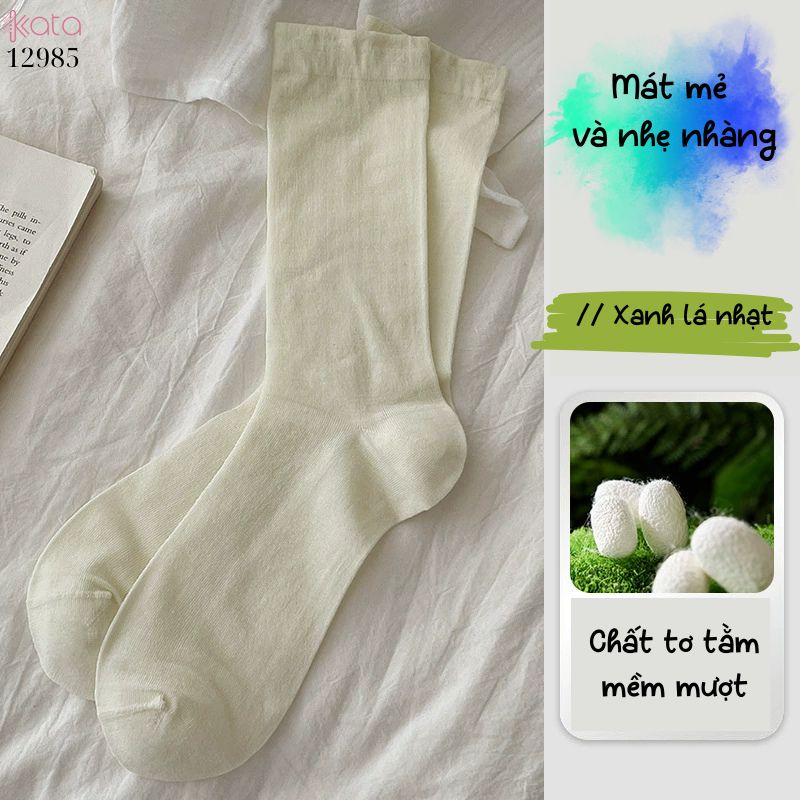 Tất vải tơ tằm mỏng mát mùa hè,vớ JK giũa bắp chân 12985