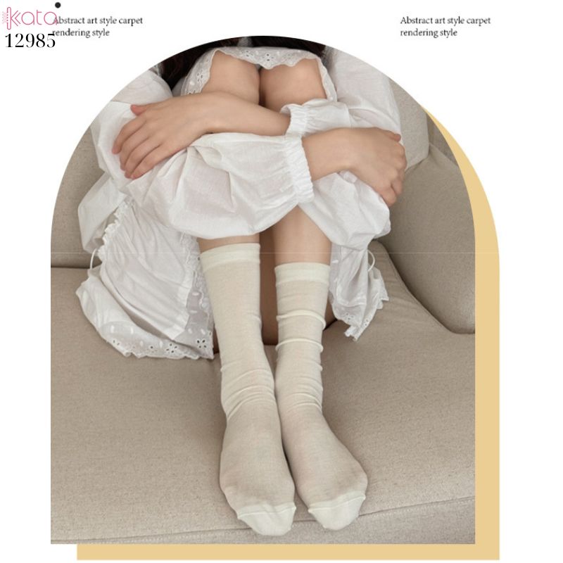 Tất vải tơ tằm mỏng mát mùa hè,vớ JK giũa bắp chân 12985