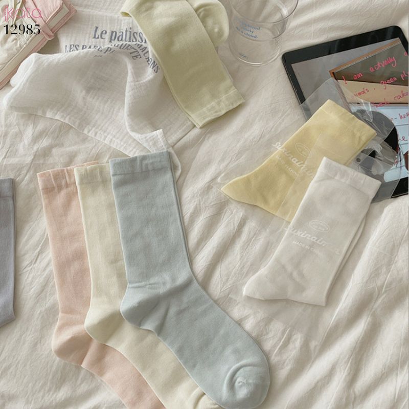 Tất vải tơ tằm mỏng mát mùa hè,vớ JK giũa bắp chân 12985