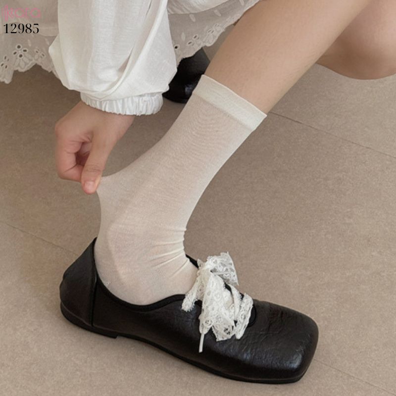 Tất vải tơ tằm mỏng mát mùa hè,vớ JK giũa bắp chân 12985