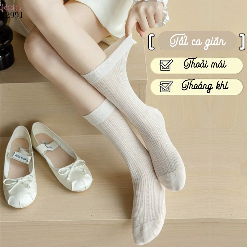 Tất bông mỏng ren mềm mịn phong cách ngọt ngào,vớ lưới JK nữ xuân hè 12991