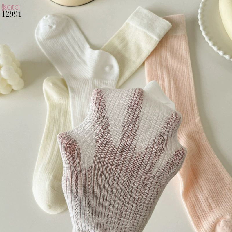 Tất bông mỏng ren mềm mịn phong cách ngọt ngào,vớ lưới JK nữ xuân hè 12991