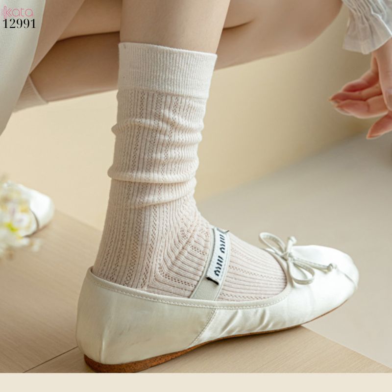Tất bông mỏng ren mềm mịn phong cách ngọt ngào,vớ lưới JK nữ xuân hè 12991