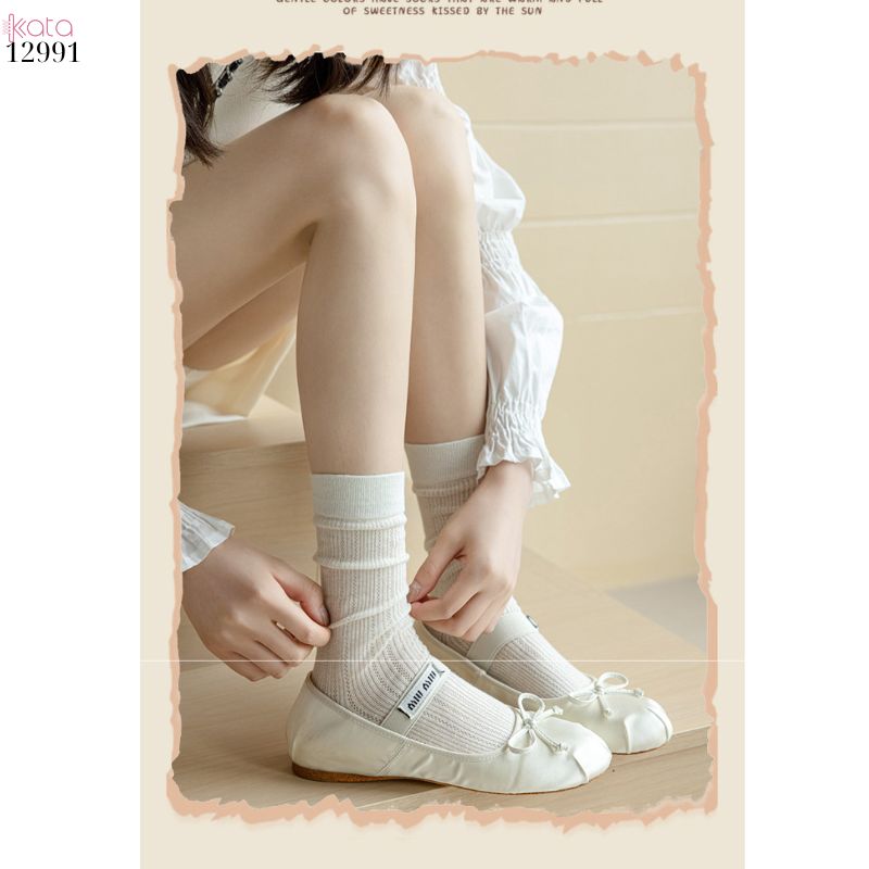 Tất bông mỏng ren mềm mịn phong cách ngọt ngào,vớ lưới JK nữ xuân hè 12991