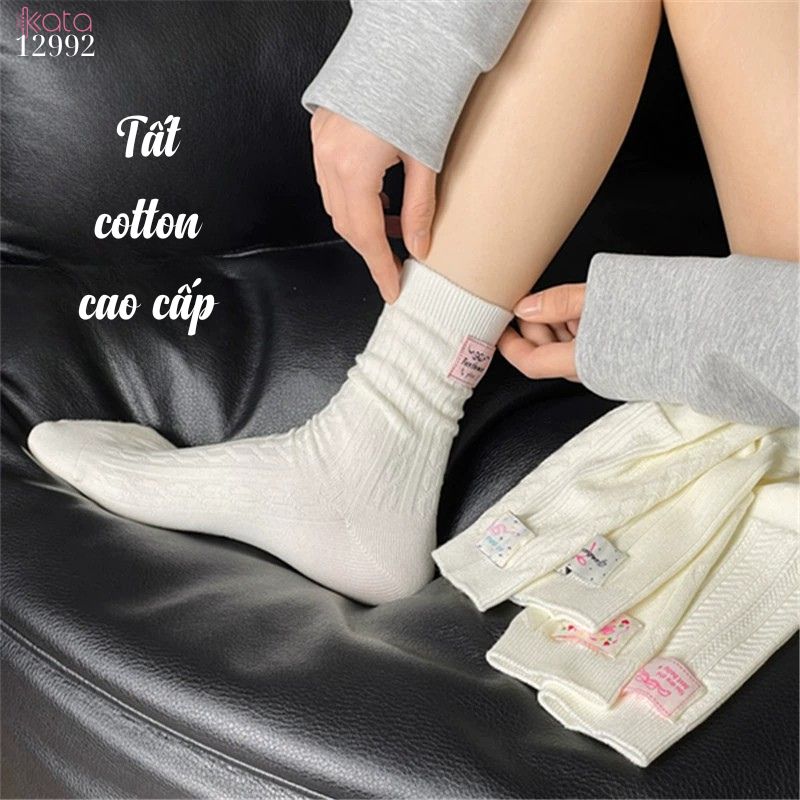 Tất cotton bông mềm mịn,vớ giữa bắp chân chất lượng cao 12992