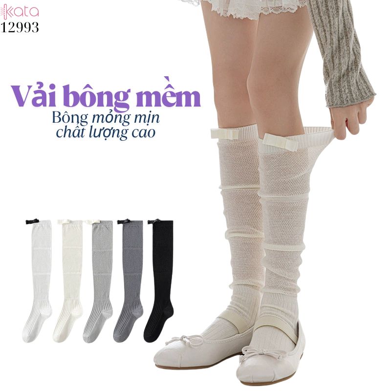 Tất ruy băng siêu mỏng vải bông mềm mịn,vớ bắp chân thấm hút mồ hôi thoáng khí 12993