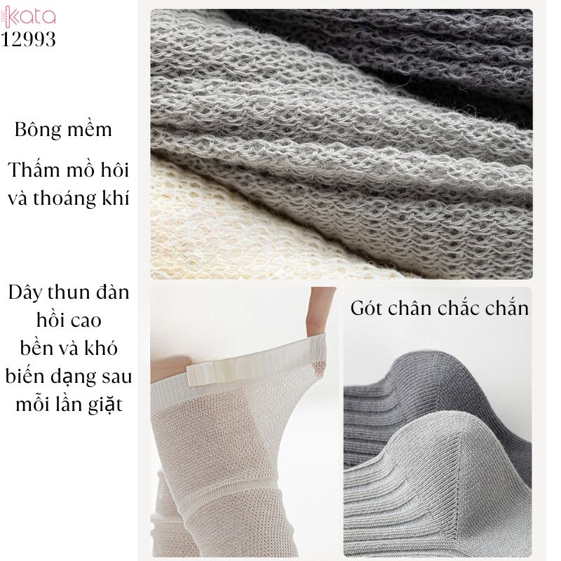 Tất ruy băng siêu mỏng vải bông mềm mịn,vớ bắp chân thấm hút mồ hôi thoáng khí 12993