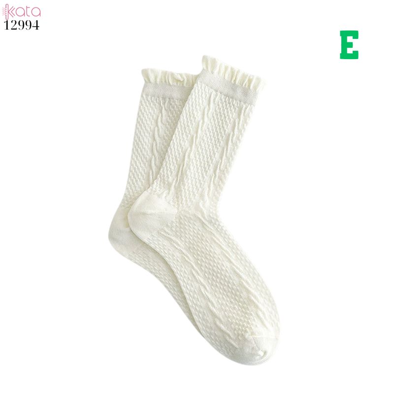 Tất ren bông mềm mịn,vớ trắng JK mùa hè lưới mỏng không đường may 12994
