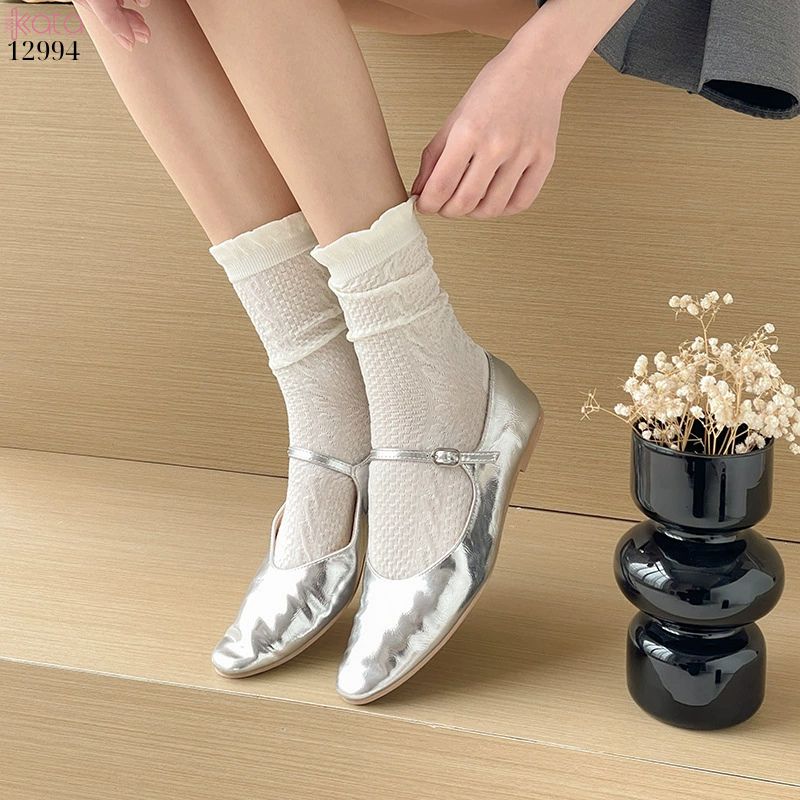 Tất ren bông mềm mịn,vớ trắng JK mùa hè lưới mỏng không đường may 12994