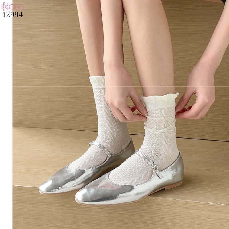 Tất ren bông mềm mịn,vớ trắng JK mùa hè lưới mỏng không đường may 12994