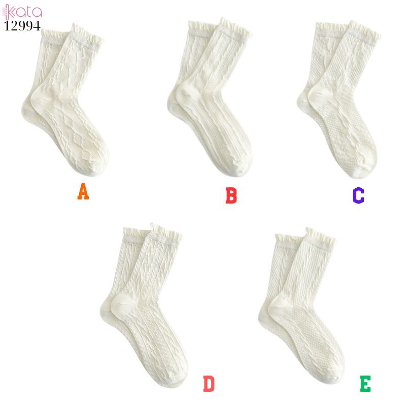Tất ren bông mềm mịn,vớ trắng JK mùa hè lưới mỏng không đường may 12994