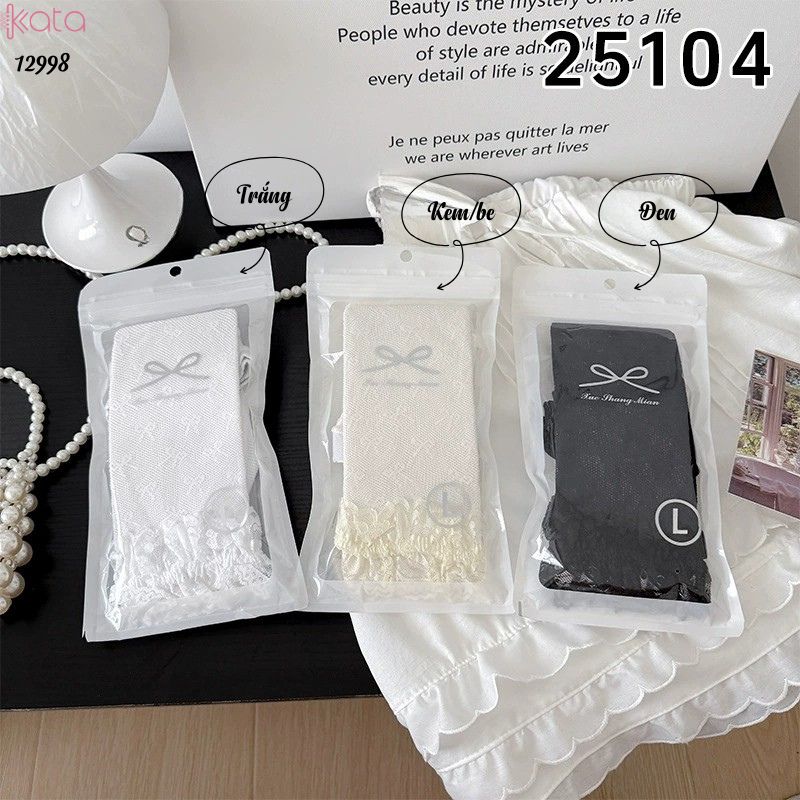 Quần tất cotton nơ lolita,tất mùa hè mỏng ren phong cách ballet 12998