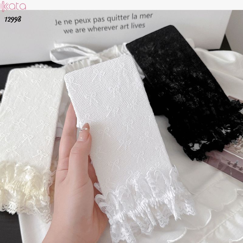 Quần tất cotton nơ lolita,tất mùa hè mỏng ren phong cách ballet 12998