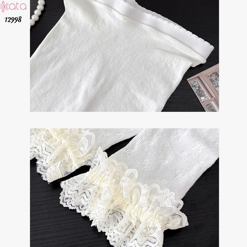 Quần tất cotton nơ lolita,tất mùa hè mỏng ren phong cách ballet 12998
