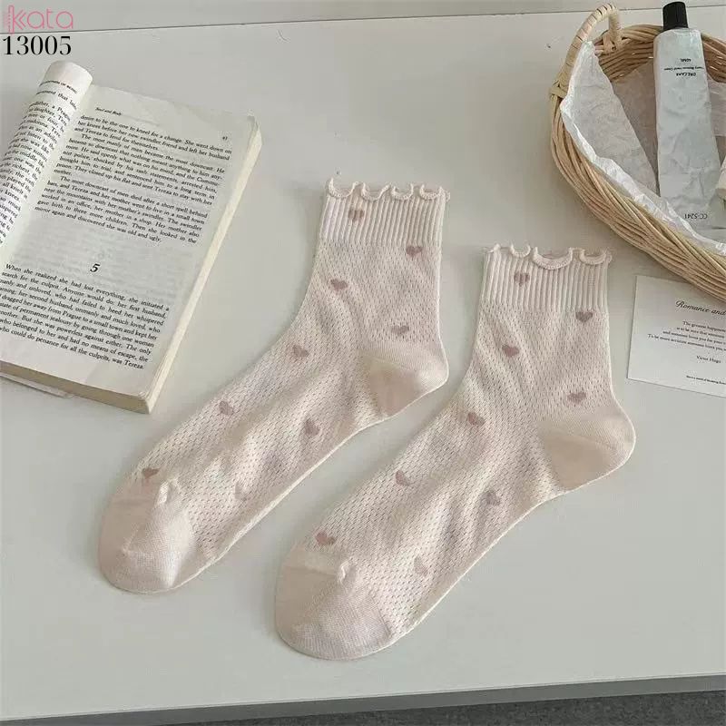 Tất lưới thoáng khí mùa hè,vớ mỏng ren viền nấm dễ thương 13005