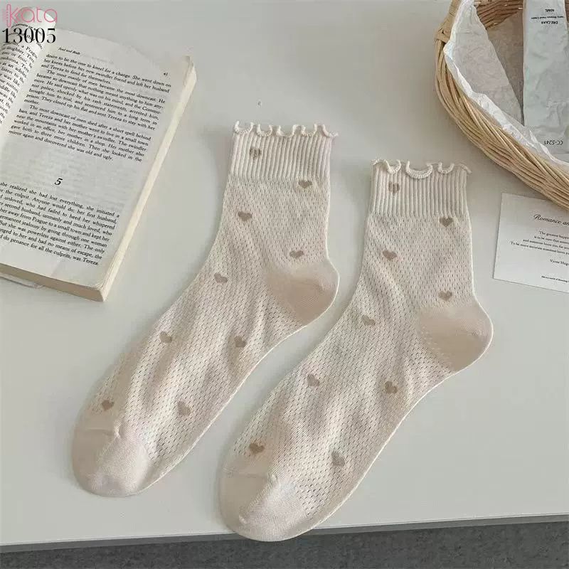 Tất lưới thoáng khí mùa hè,vớ mỏng ren viền nấm dễ thương 13005