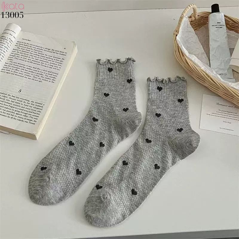 Tất lưới thoáng khí mùa hè,vớ mỏng ren viền nấm dễ thương 13005