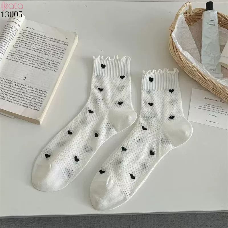 Tất lưới thoáng khí mùa hè,vớ mỏng ren viền nấm dễ thương 13005