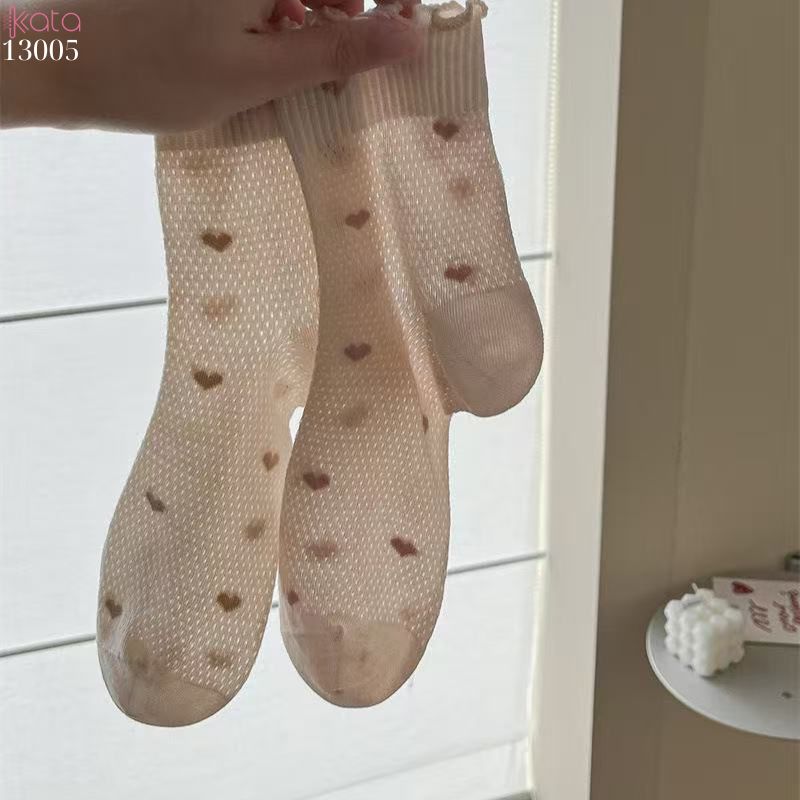 Tất lưới thoáng khí mùa hè,vớ mỏng ren viền nấm dễ thương 13005