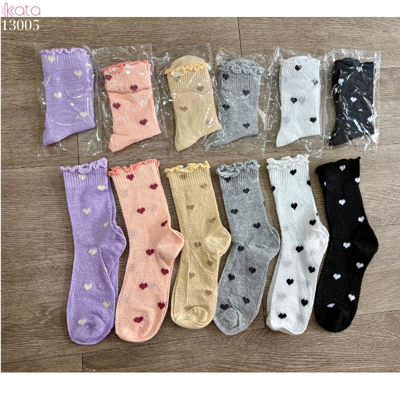 Tất lưới thoáng khí mùa hè,vớ mỏng ren viền nấm dễ thương 13005