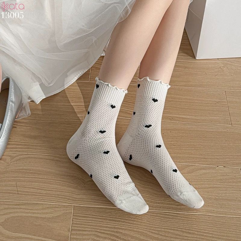 Tất lưới thoáng khí mùa hè,vớ mỏng ren viền nấm dễ thương 13005