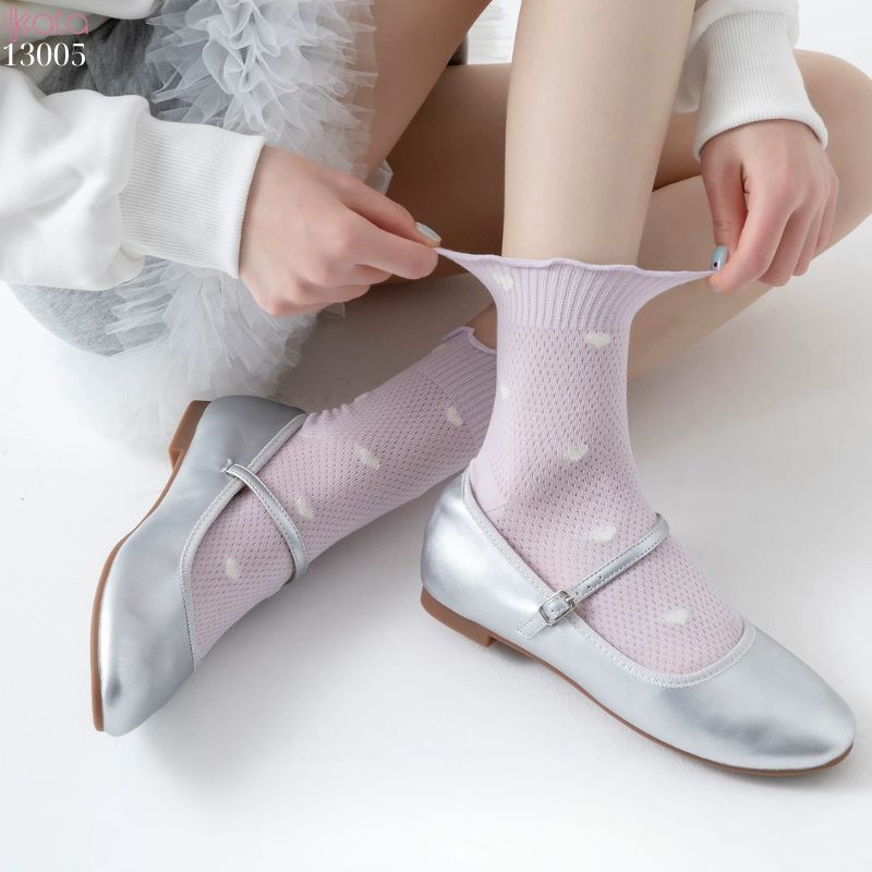 Tất lưới thoáng khí mùa hè,vớ mỏng ren viền nấm dễ thương 13005