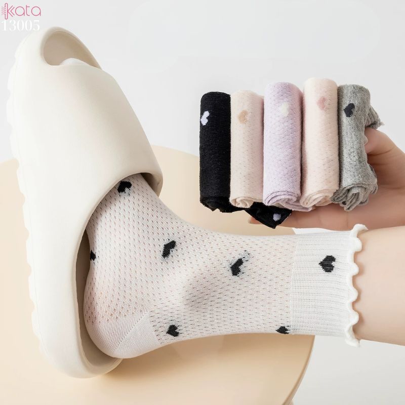 Tất lưới thoáng khí mùa hè,vớ mỏng ren viền nấm dễ thương 13005