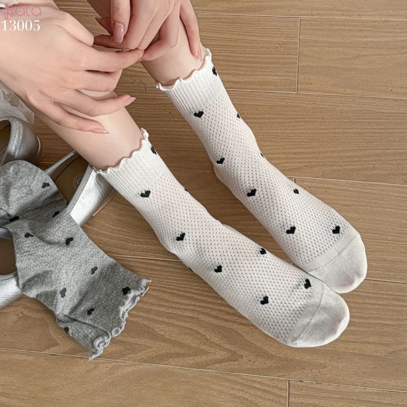 Tất lưới thoáng khí mùa hè,vớ mỏng ren viền nấm dễ thương 13005