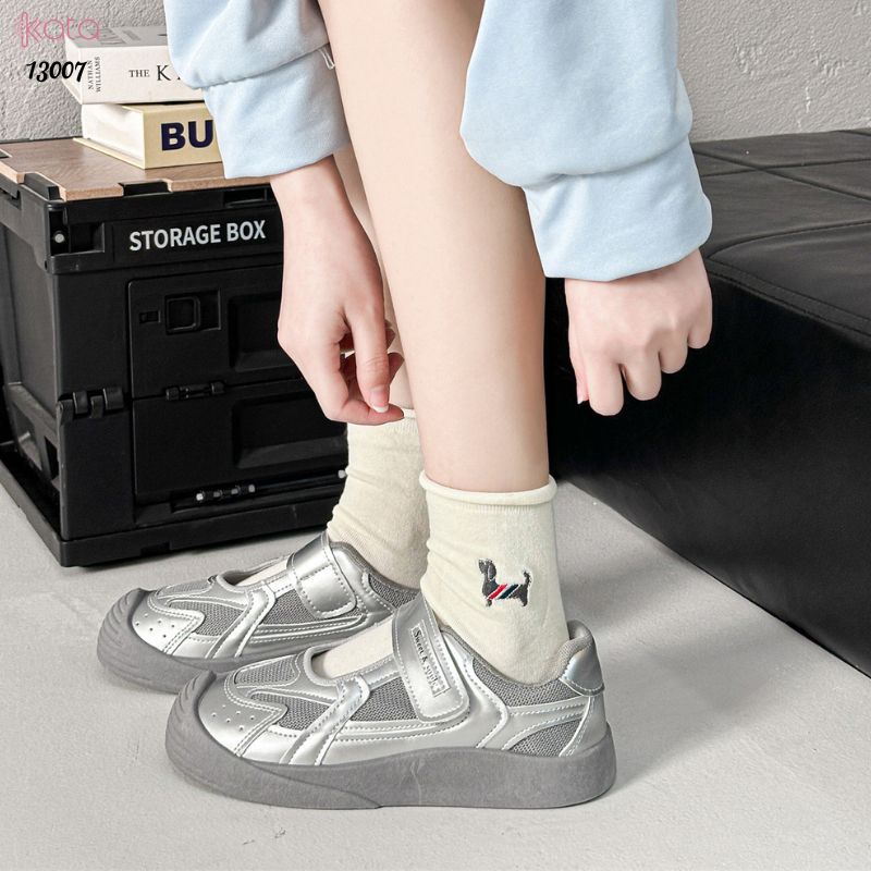 Tất cuộn mép thêu hình,vớ bông mềm mịn thấm hút mồ hôi 13007