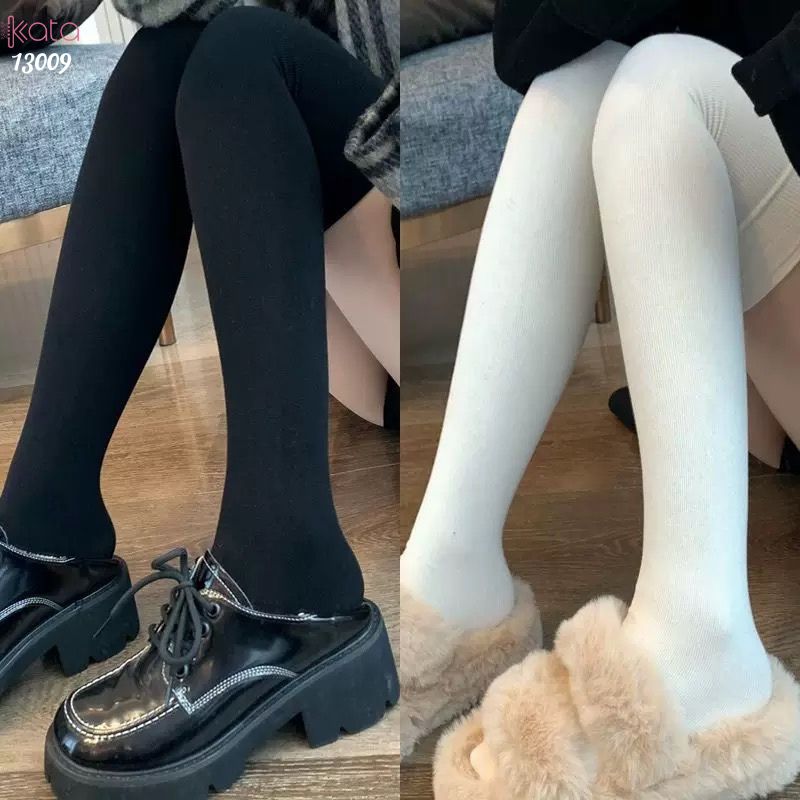 Tất cao đến gối dày dặn mùa xuân thu, vớ JK giảm mỡ chân, tất yoga cổ cao bảo vệ đầu gối 13009