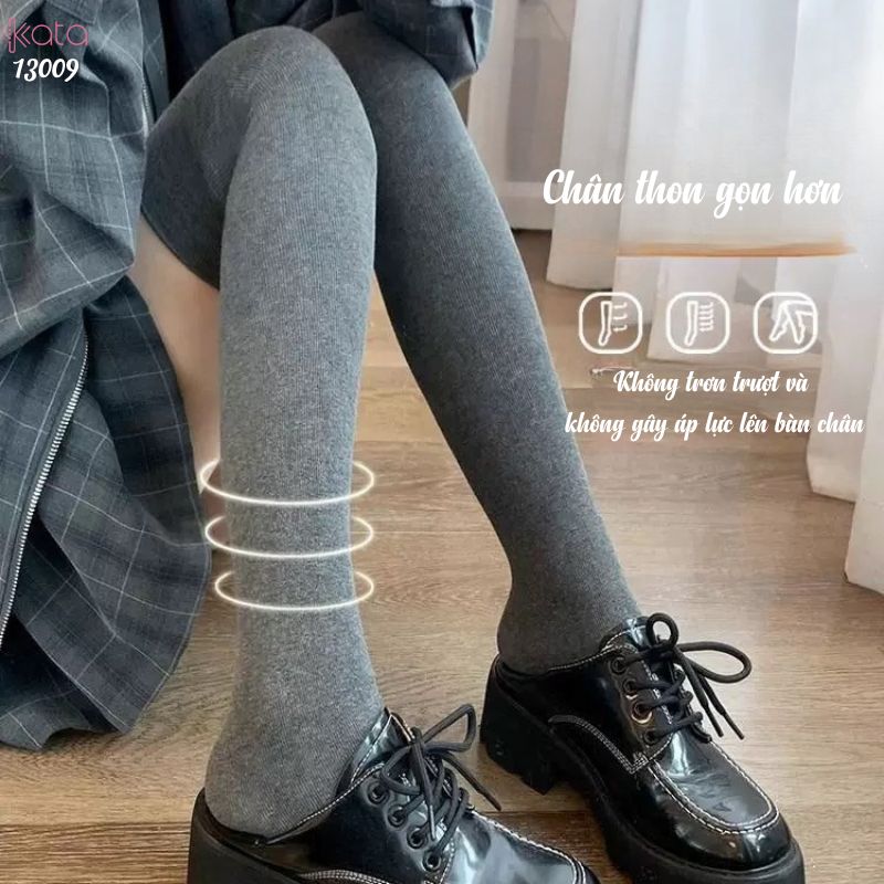 Tất cao đến gối dày dặn mùa xuân thu, vớ JK giảm mỡ chân, tất yoga cổ cao bảo vệ đầu gối 13009
