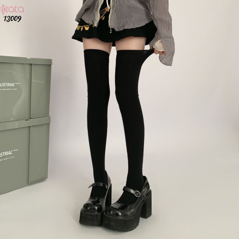 Tất cao đến gối dày dặn mùa xuân thu, vớ JK giảm mỡ chân, tất yoga cổ cao bảo vệ đầu gối 13009