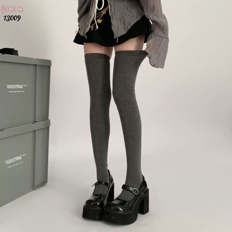 Tất cao đến gối dày dặn mùa xuân thu, vớ JK giảm mỡ chân, tất yoga cổ cao bảo vệ đầu gối 13009