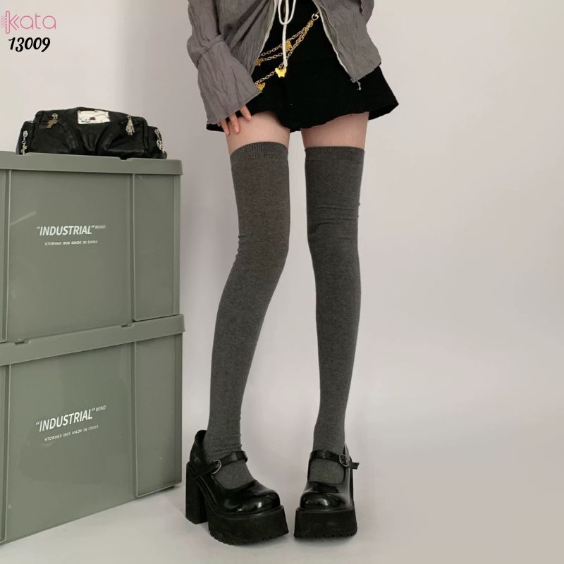Tất cao đến gối dày dặn mùa xuân thu, vớ JK giảm mỡ chân, tất yoga cổ cao bảo vệ đầu gối 13009