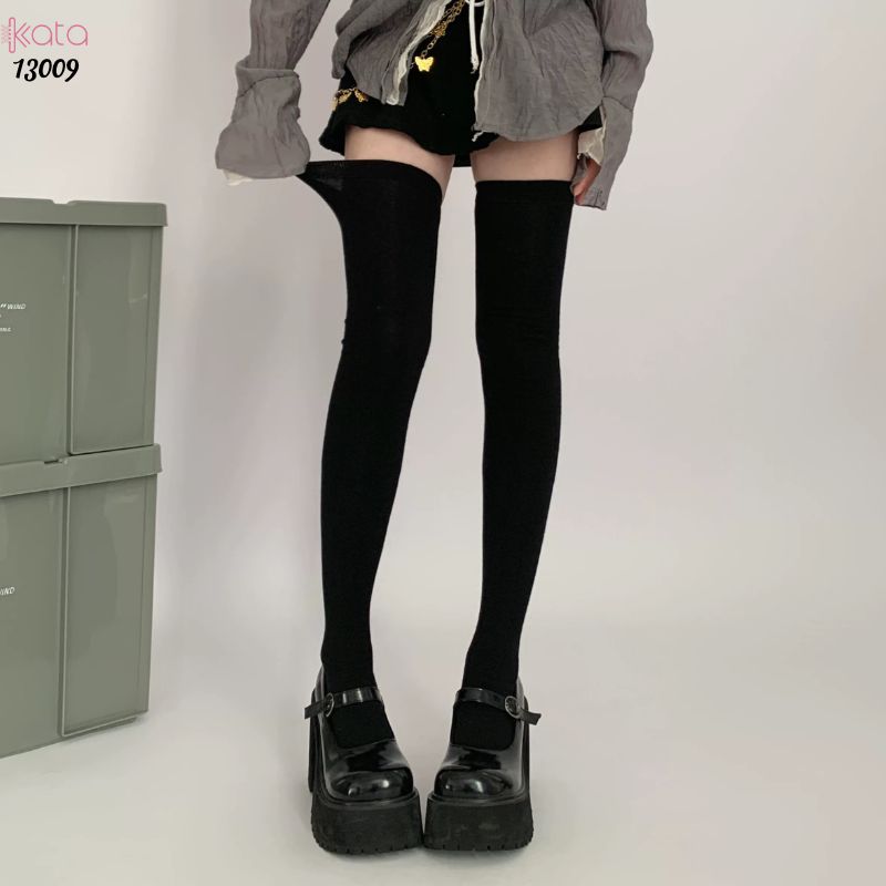 Tất cao đến gối dày dặn mùa xuân thu, vớ JK giảm mỡ chân, tất yoga cổ cao bảo vệ đầu gối 13009