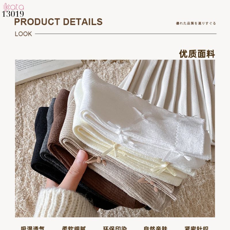 Tất bông vải chất lượng tốt thấm hút mồ hôi,vớ ống giữa lolita retro 13019