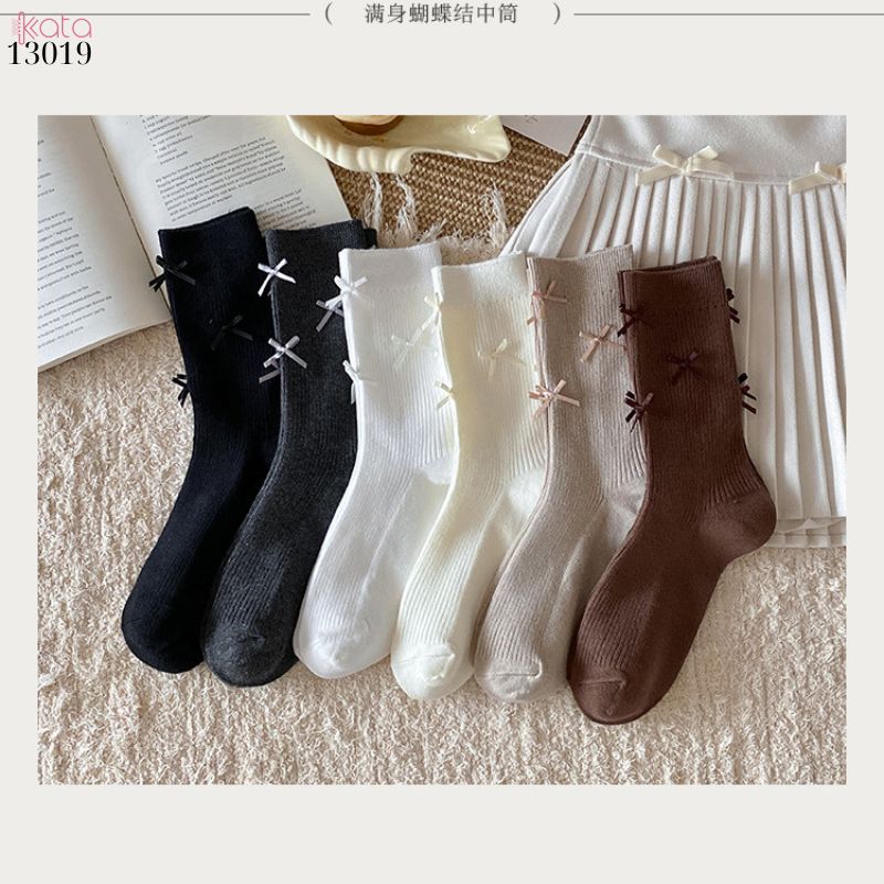 Tất bông vải chất lượng tốt thấm hút mồ hôi,vớ ống giữa lolita retro 13019