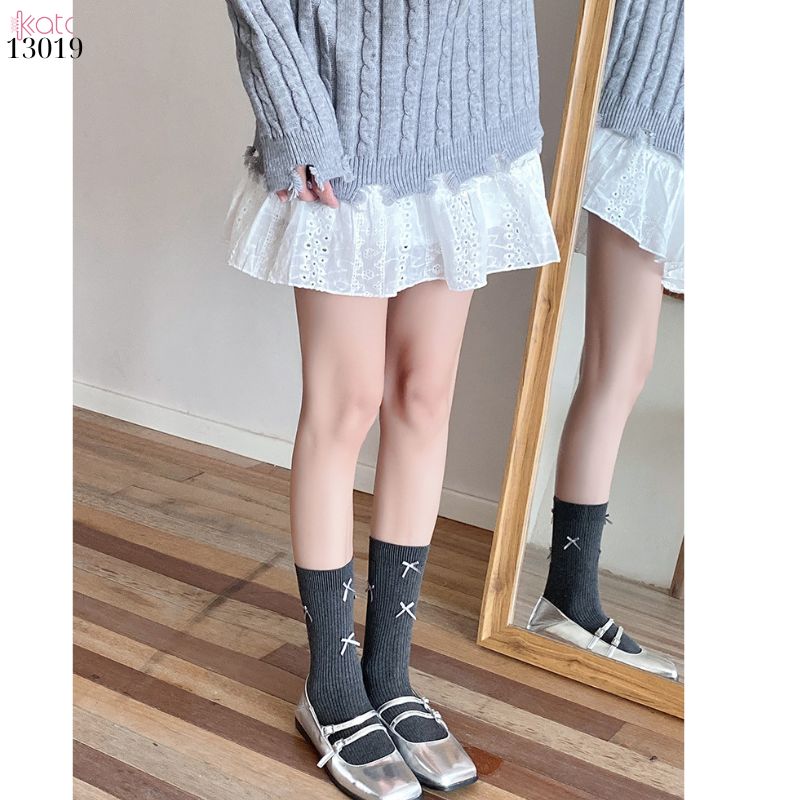 Tất bông vải chất lượng tốt thấm hút mồ hôi,vớ ống giữa lolita retro 13019