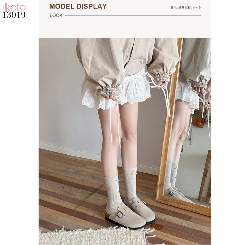 Tất bông vải chất lượng tốt thấm hút mồ hôi,vớ ống giữa lolita retro 13019