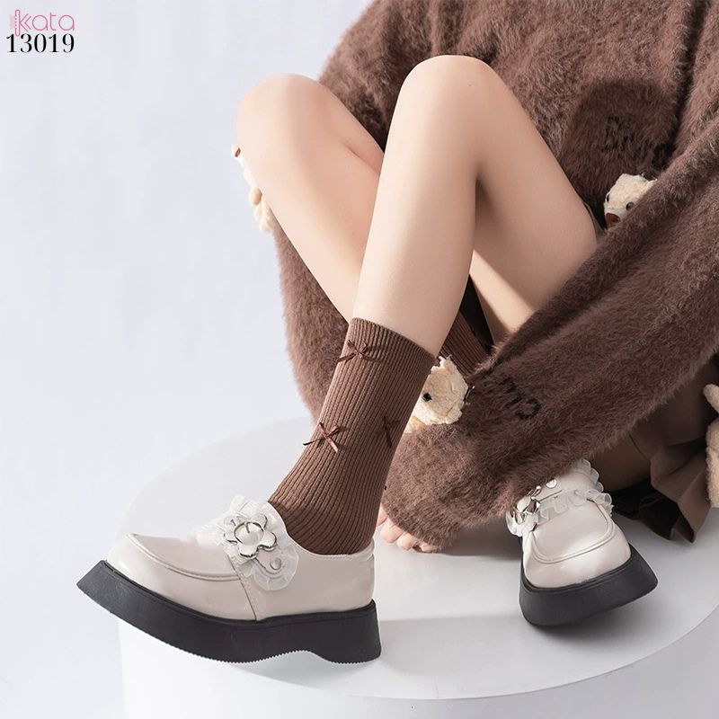 Tất bông vải chất lượng tốt thấm hút mồ hôi,vớ ống giữa lolita retro 13019