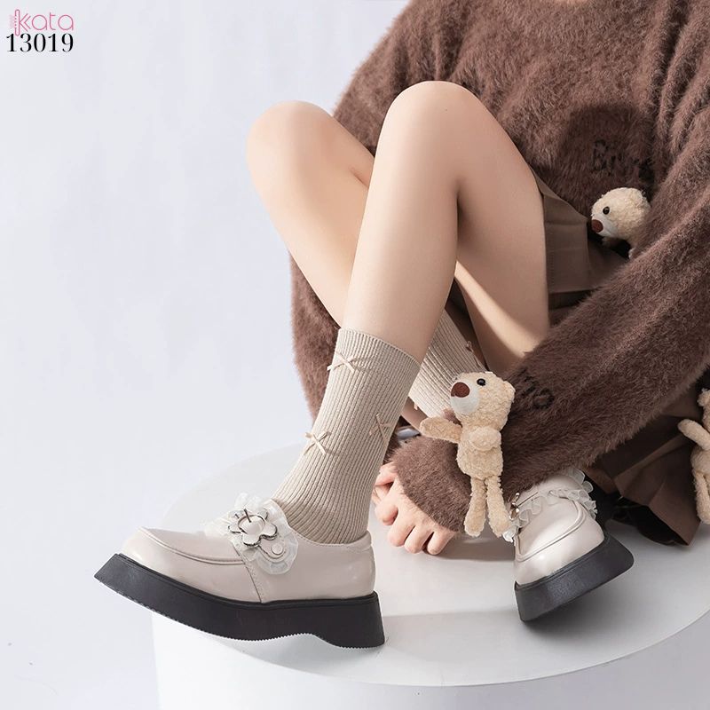 Tất bông vải chất lượng tốt thấm hút mồ hôi,vớ ống giữa lolita retro 13019