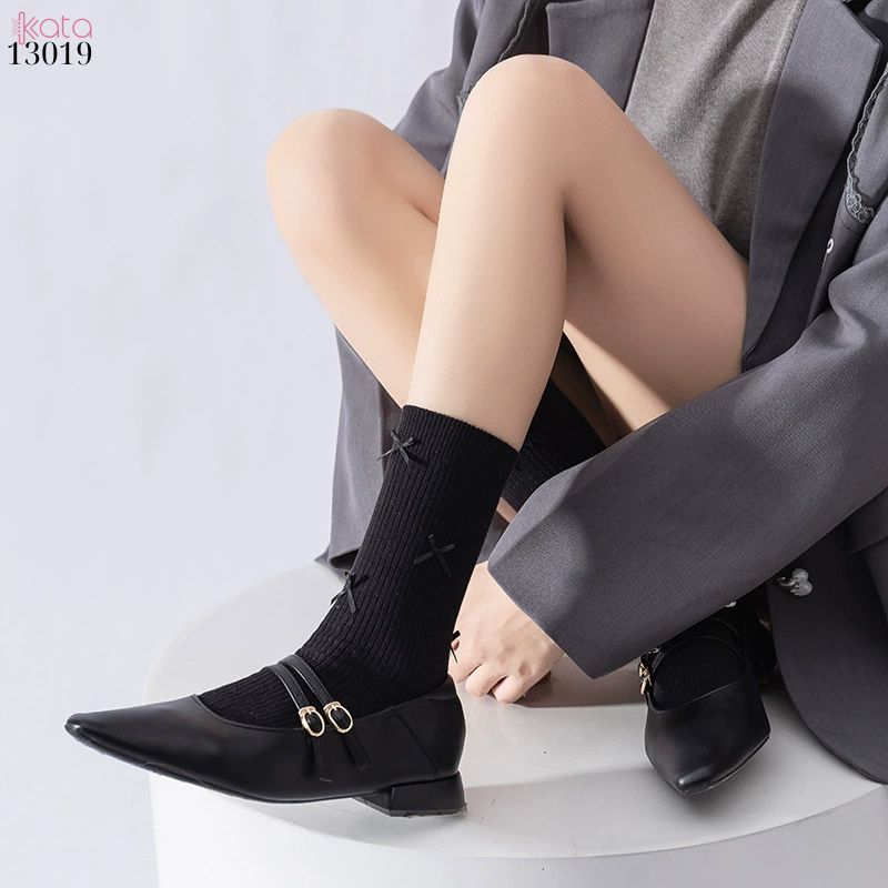 Tất bông vải chất lượng tốt thấm hút mồ hôi,vớ ống giữa lolita retro 13019